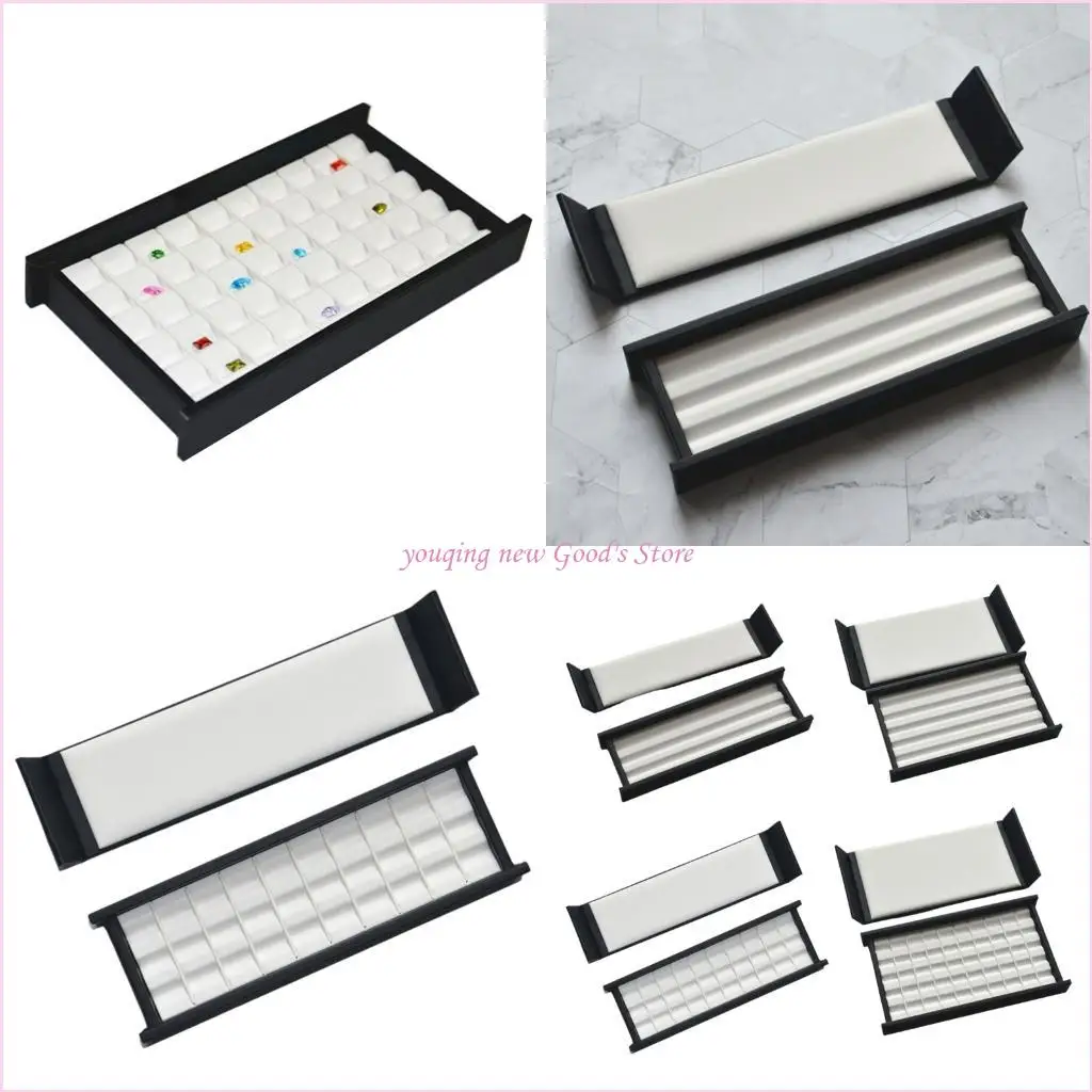 

57QA Leather Lined Stone Holder Display Case Jewelry Shop Home Gift Presentation Box