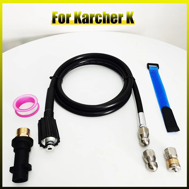 

Sewer Drain Water Cleaning Hose Cleaner Kit Conversion Adapter Washer Jetter Female M22 to1/4 Rotating Jet Nozzle for Karcher