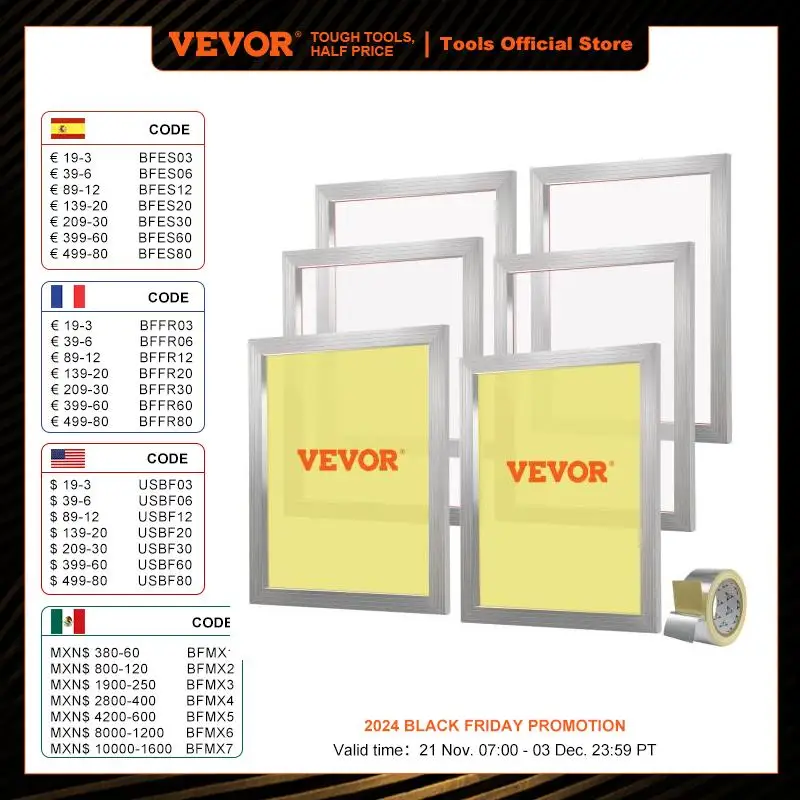 

VEVOR 20x24inch Screen Printing Kit Aluminum Silk Screen Printing Frames Silk Screen Printing Frame with High Tension Nylon Mesh