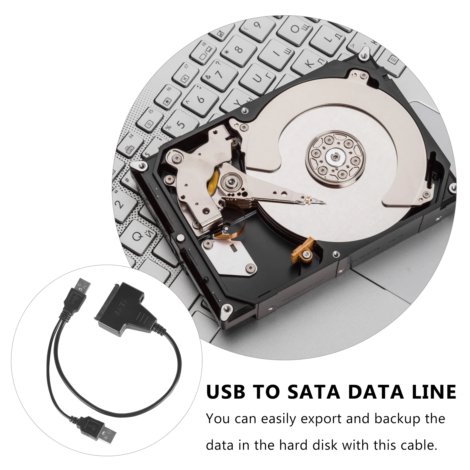 

USB to Data Line for 2.5 inch Hard Disk Copper Easy Drive Cable External Adapter Converter USB 2.0 Dual Power Backup Data
