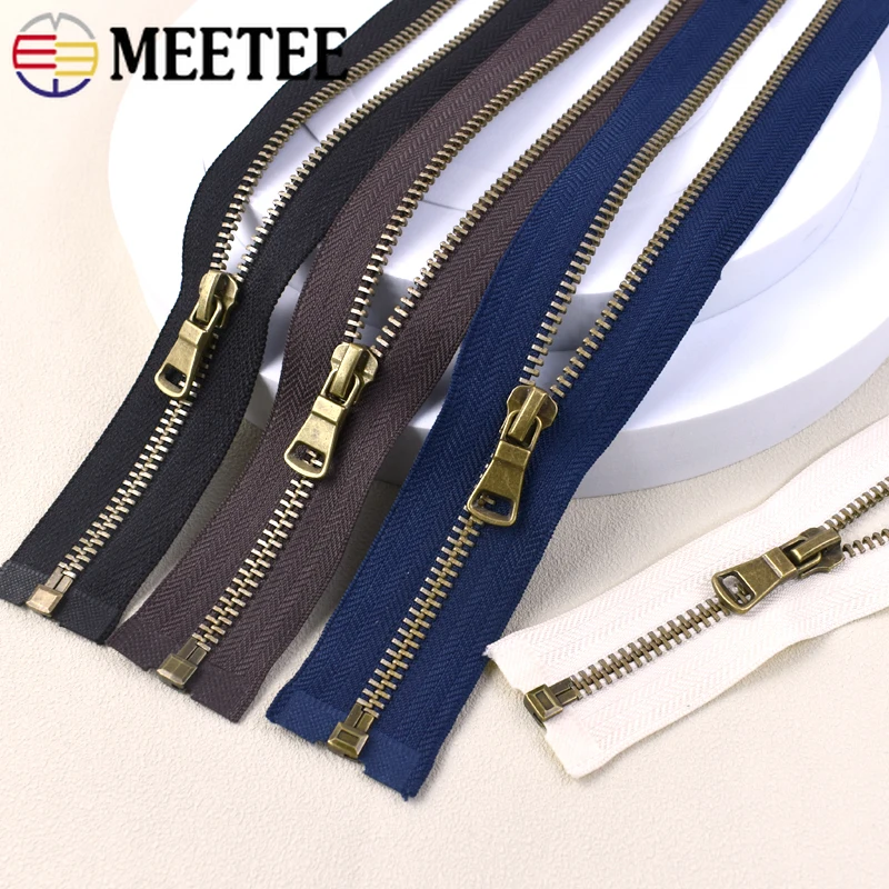 2/5 pz Meetee 5 # cerniere in metallo 40/50/60/70/80cm Open-End Zipper zaino cerniere per cucire chiusure per vestiti Decor Zip accessori