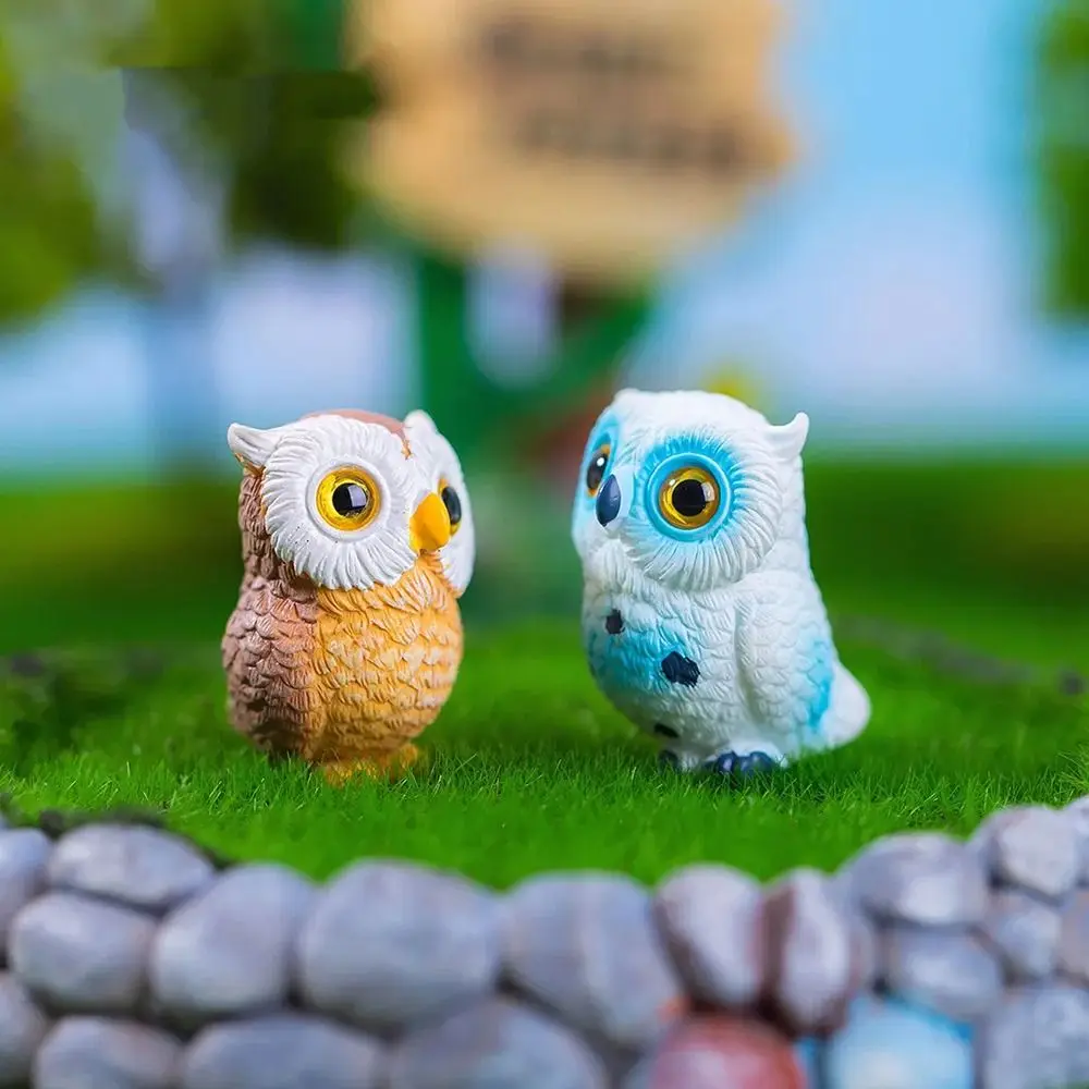 1Pcs Resin Owls Figurine Home Decoration Gardening Decor Animal Miniatures DIY Craft Desk Accessories Micro Landscape Ornament