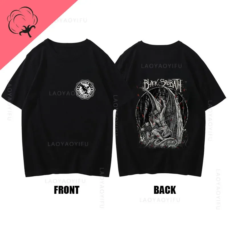 

Men Women's Black T-shirt Sabbaths Rock Music T Shirts 100%Cotton Tops Funny Short Sleeve O Neck Tee Shirt Gift Idea T-Shirt