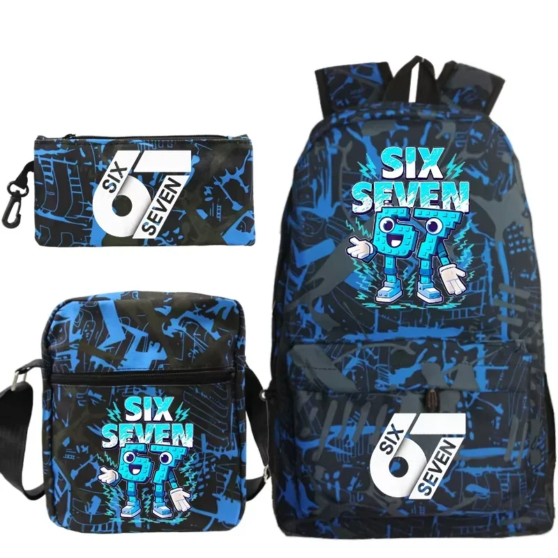 3Pcs 67 Six Seven Printed Backpack Pencil Case Shoulder Bags Set Fashion Large Capacity Schoolbag Fo Teenager Boy Girl Trend Bag