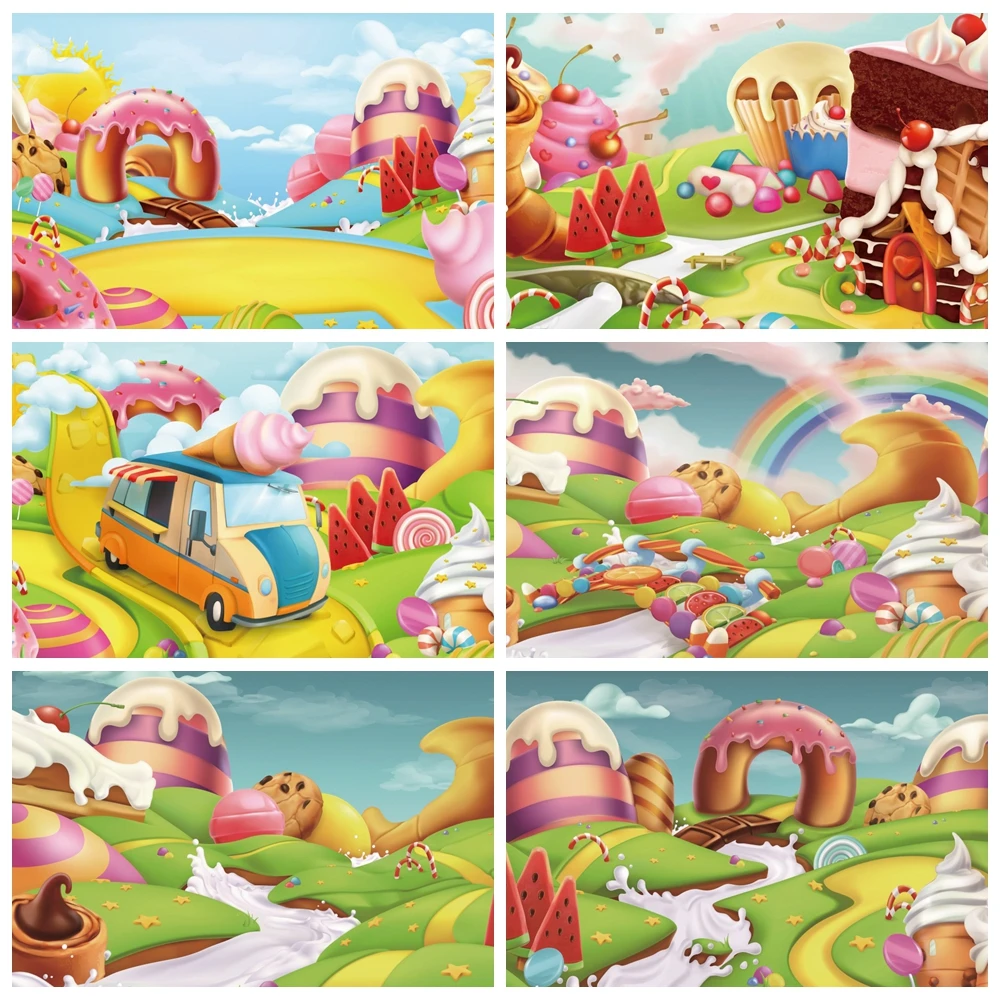 Милый фон для фотосъемки с изображением замка кандиленда леденцов дома детей портрет вечеринка в честь рождения ребенка декор для вечеринки