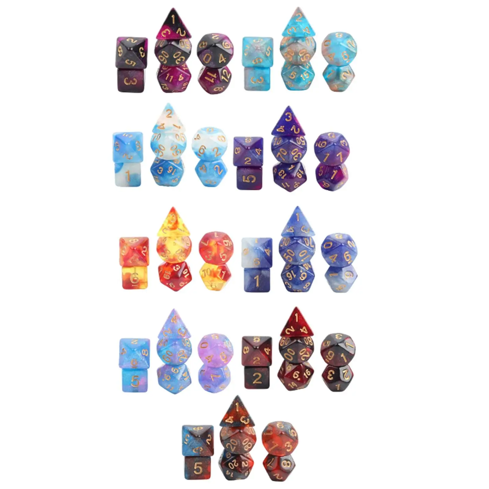 

Polyhedral Dice Set Gemstone Design Acrylic Gaming Cubes for Board Card Games with Family Friends