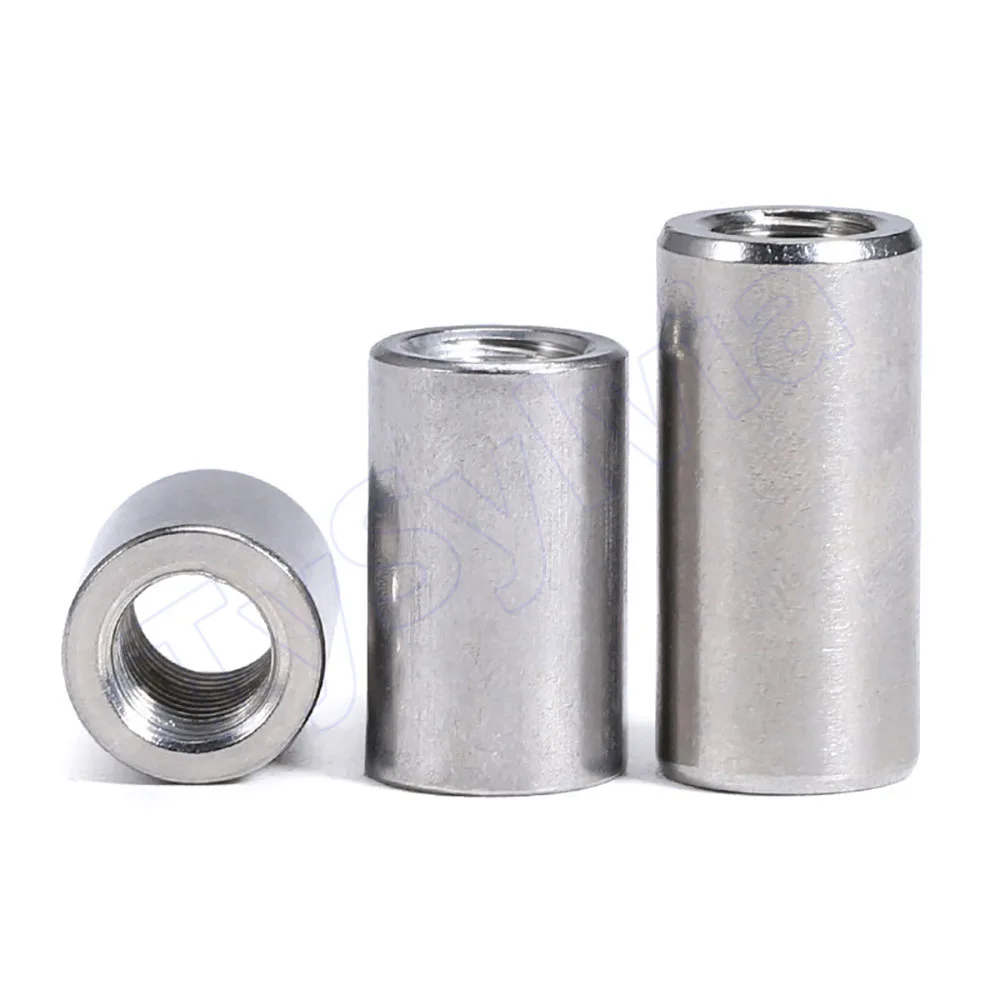 Stainless Steel Round Thicken Connector Nuts M4 to M20 304 Extension Column Joint Coupling Nut Cylindrical Connect Screw Nut