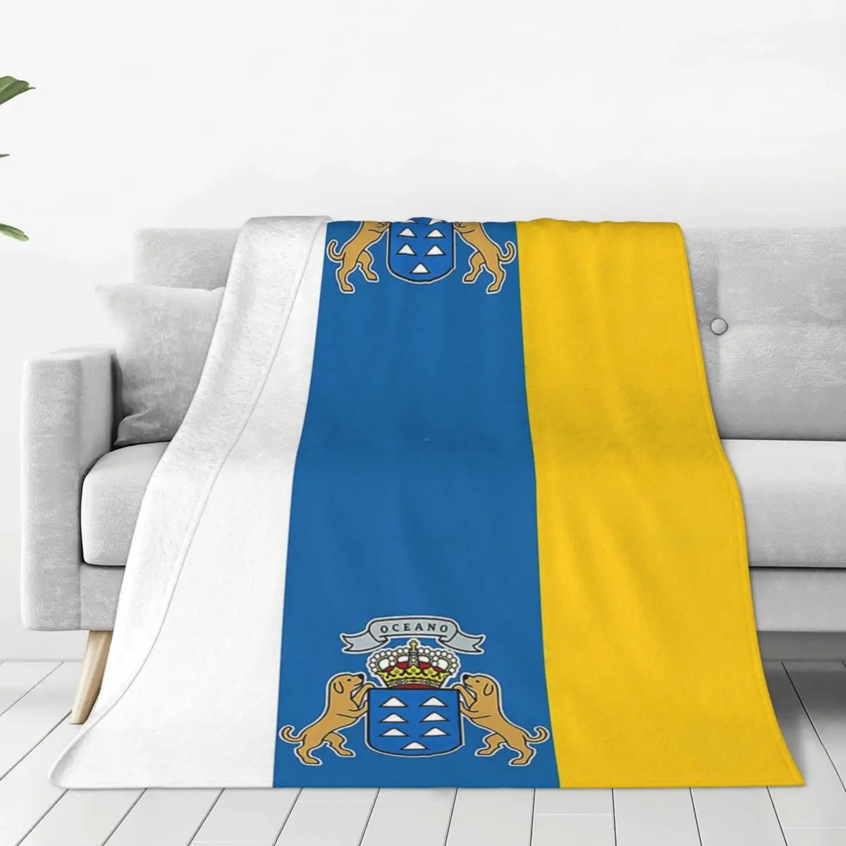 Spain Flag Oceano Canary Islands Blankets Fleece Breathable Sofa Throw Blankets For Couch Bedding Office Throws Bedspread Quilt