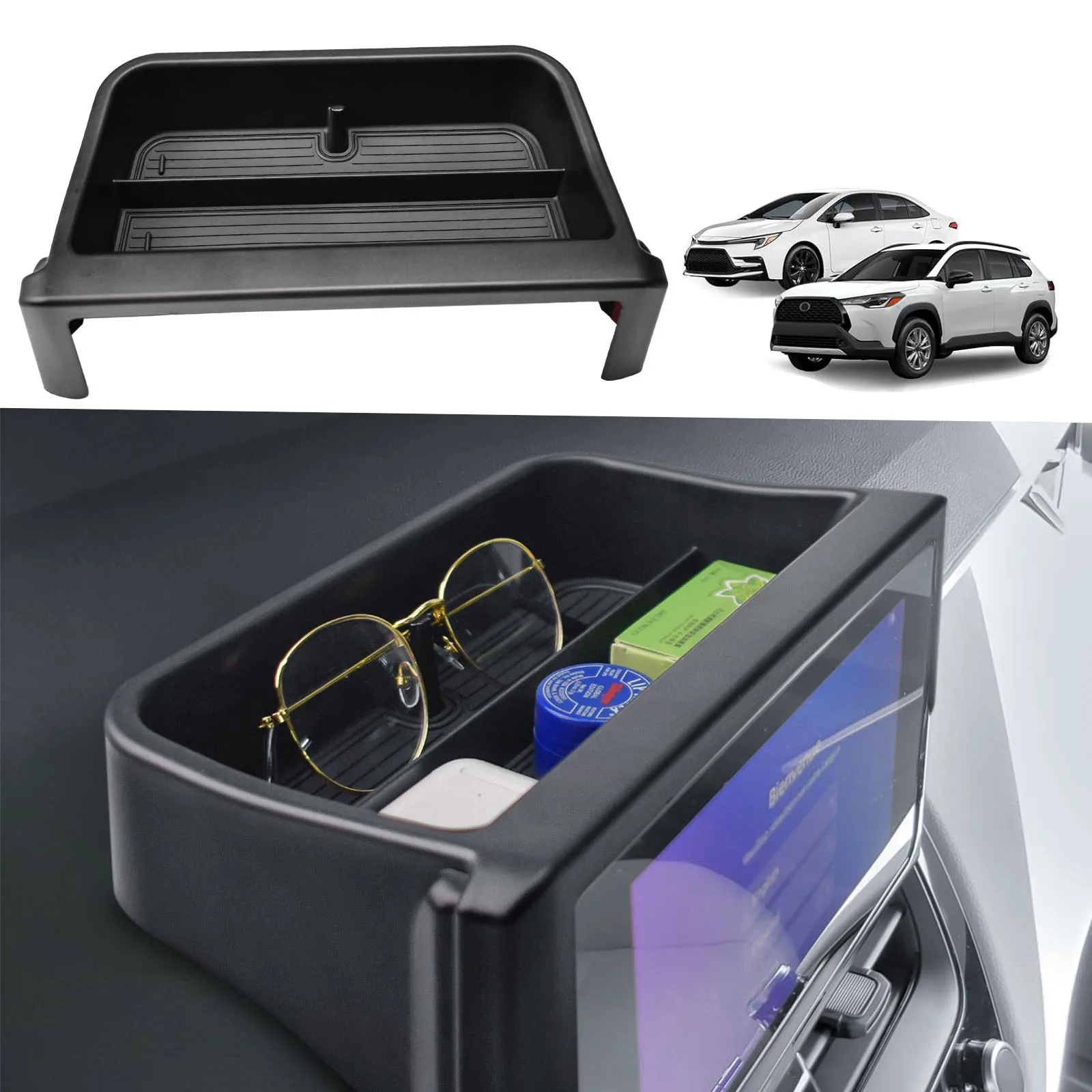 

Органайзер на приборной панели центральной консоли для Toyota Corolla 2020-2024 2025 и Corolla Cross 2022-2025 8-дюймовый сенсорный экран с коробкой