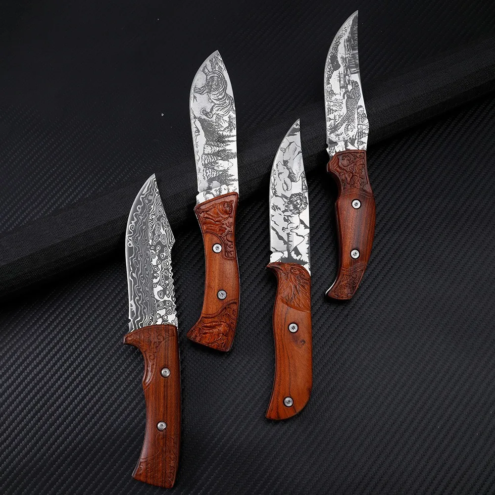 Dropship 1PCS 3CR13 Stainless Steel Sharp Fixed Blade Knife Wooden Handle Outdoor Camping Survival Hunting Tool With Nylon Case