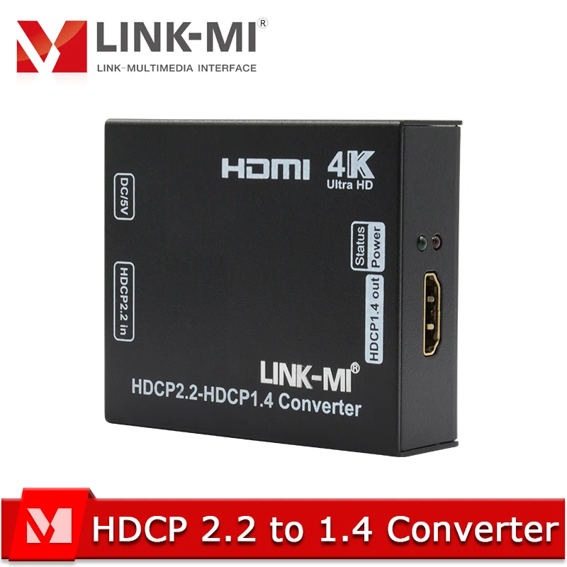 HDCP 2.2 to HDCP 1.4 Converter LINK-MI HDMI 4K HDCP Downscaler Converter 4Kx2K@60Hz YUV 4:2:0 3D CEC HDCP 2.2 to 1.4 Converter