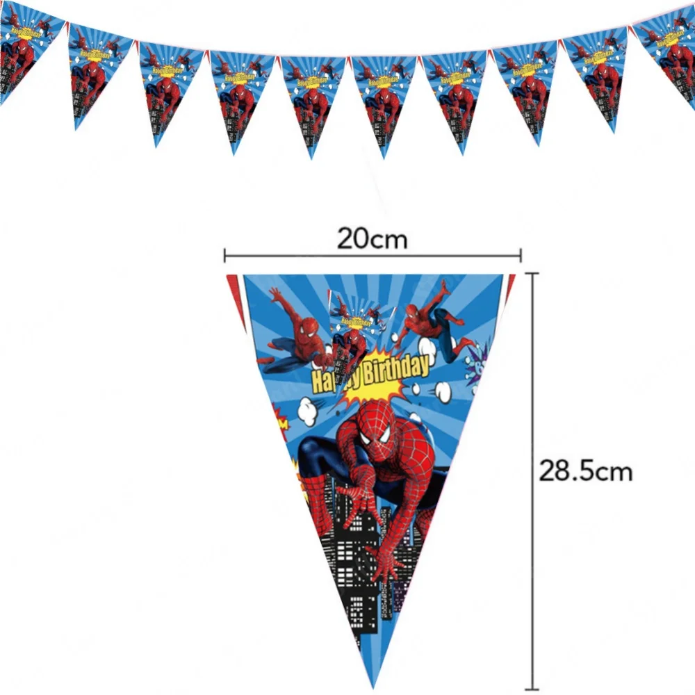 10/20/30/40Pcs Spiderman Banner Birthday Bunting Pennant Kids Baby Shower Wedding Garland Flag Events Party Decoration Supplies