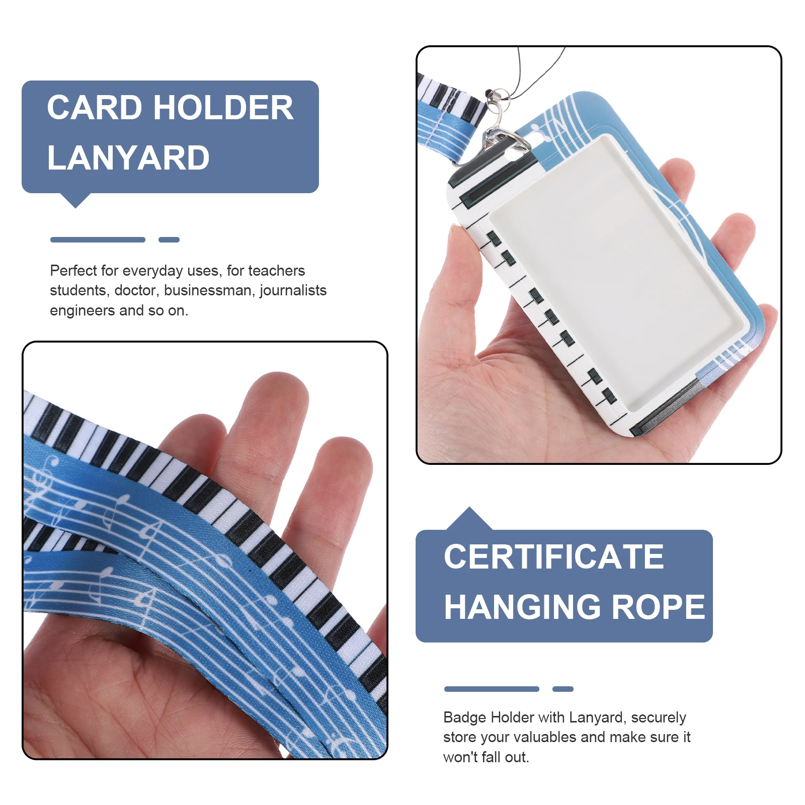 

Piano Style Badge Holder Multifunctional Protective Card Sleeve for Bus Pass Hotel Key Cruise Name Tags Portable Use