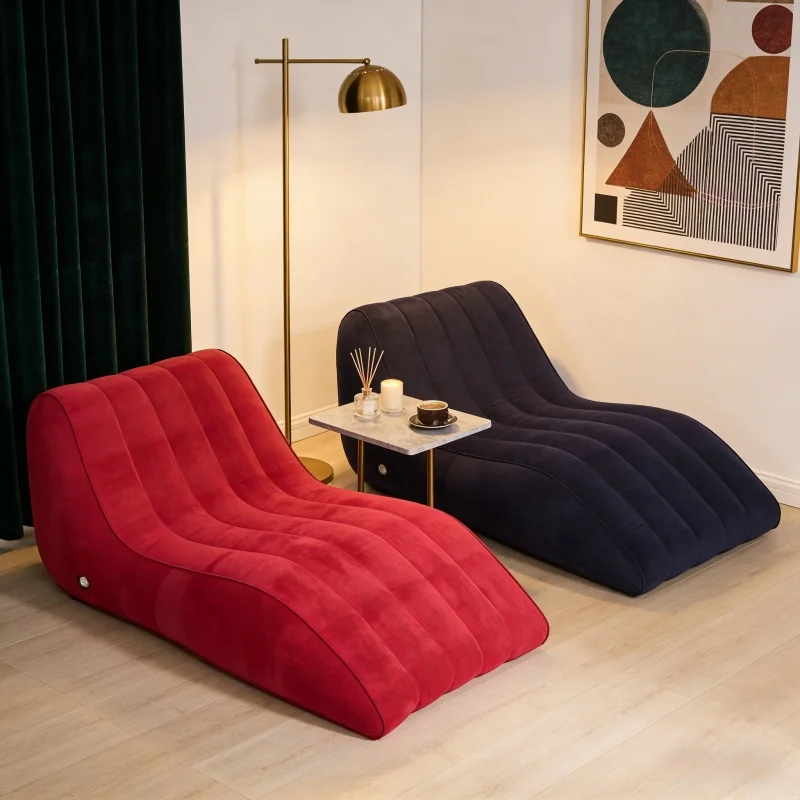 Leisure Inflatable Sofa Thickened Plush Lazy Sofa, S-Shaped Portable Inflatable Sofa Lounge Chair, Leisure and Comfortable Type