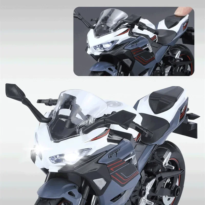 1/12 Kawasakis Ninja 400 Racing Cross-country Motorcycle Model Metal Street Motorcycle Model Sound and Light Collection Kid Gift