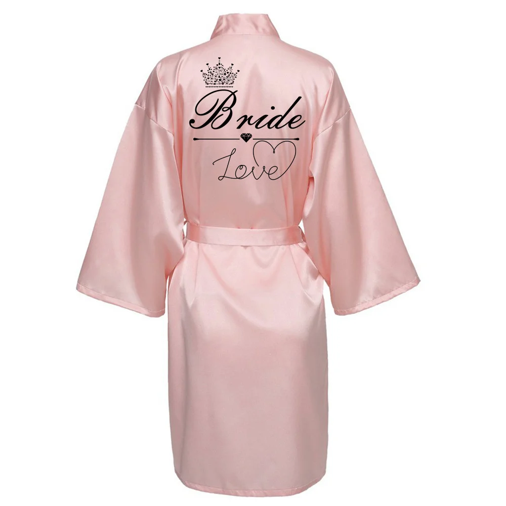 Women Silk Satin Short Night Printing Robe Kimono Robe Fashion Bath Robe Sexy Bathrobe Femme Wedding Bride RobeZK02