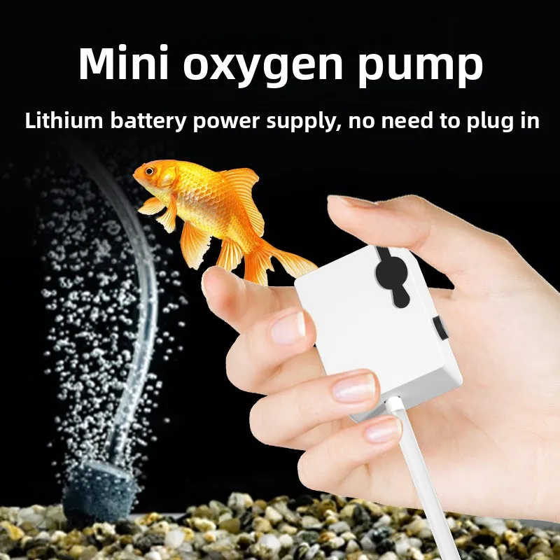 Mini USB Rechargeable Oxygen Pump Outdoor Fishing, Portable Fish Tank Aerator 48H Battery, Low Noise Compact Aerating Device