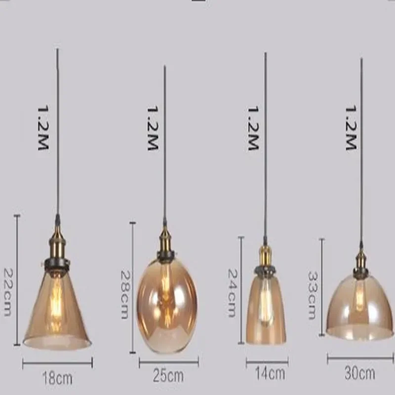 Vintage Clear/Tea color Glass Shade Pendant Lamp Cord 1-1.5m Wire Modern Dining Room Foyer  Light E27 110*240V