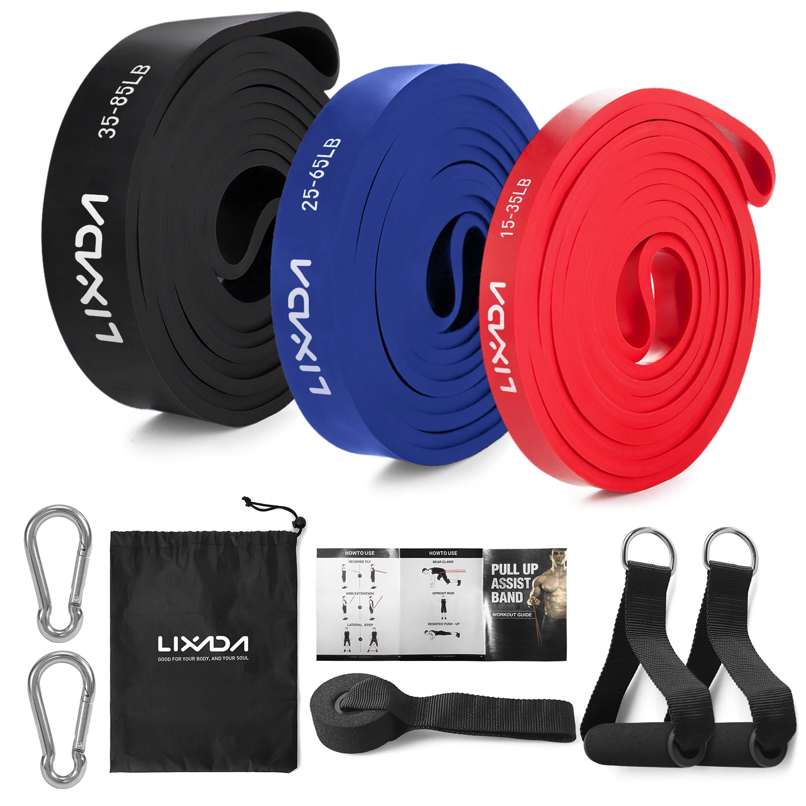 Lixada 5 Packs Pull Up Assist Bands Set Resistance Loop Bands Powerlifting Workout Exercise Stretch Bands and Carry Bag