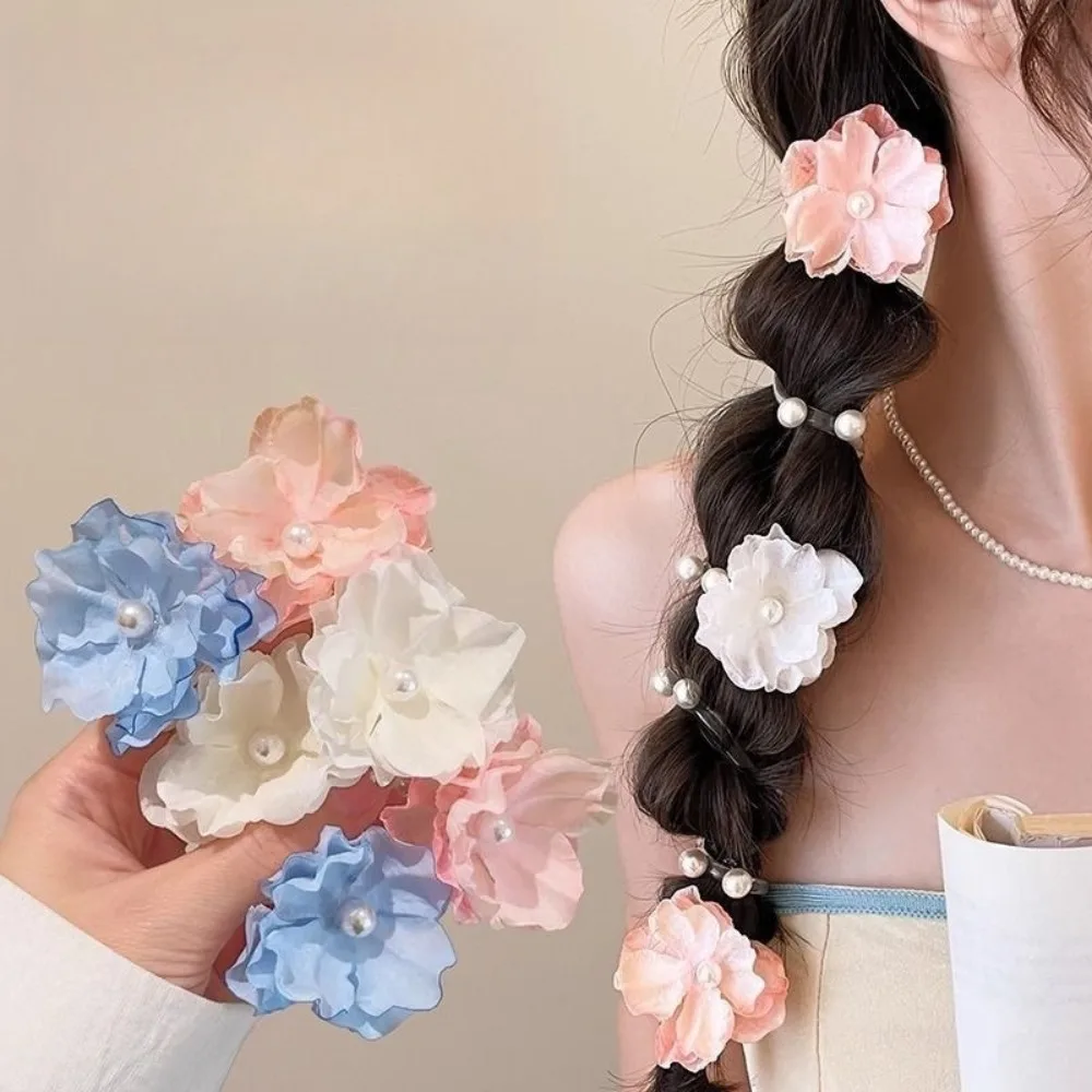 

Летний телефонный шнур в форме цветка с бисером, повязка для волос, модная женская повязка для волос для девочек, петля для волос с хвостиком, головные уборы, аксессуары для волос