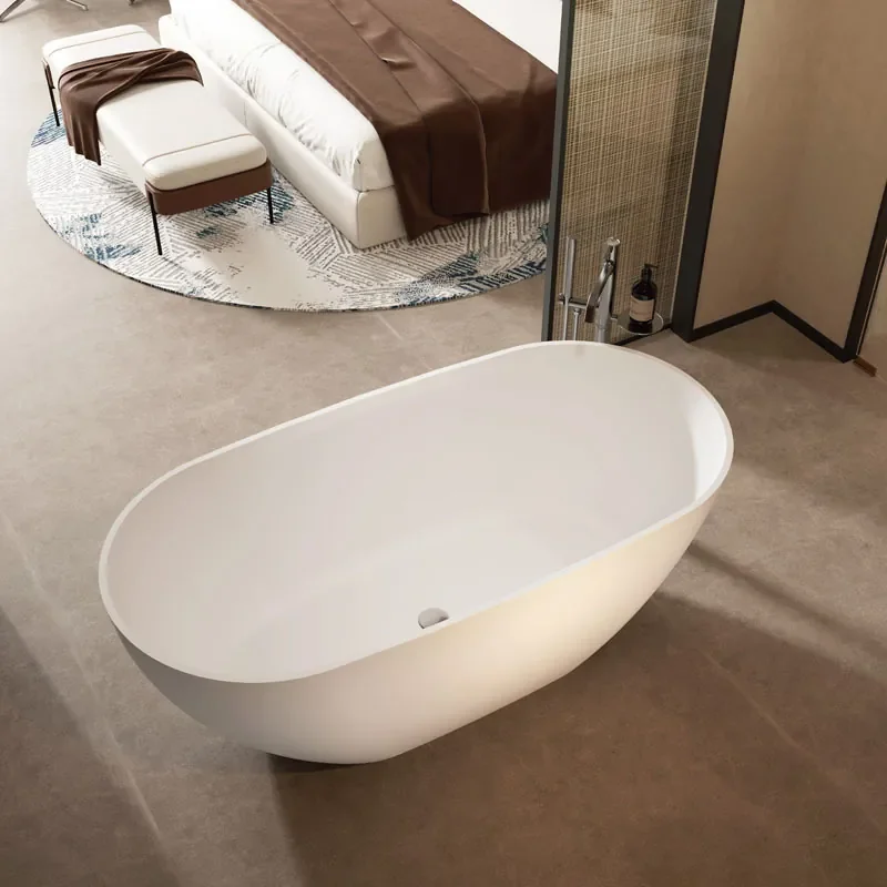 Full Corian Artificial Stone Bathtub for Independent High-End Hotel B&B Integrated Linear Durable Bubble Home Bathtub