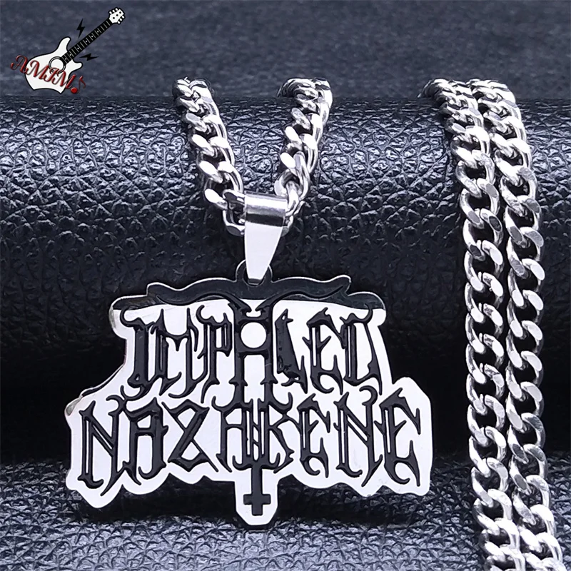 IMPALED NAZARENE Necklace Stainless Steel Silver Color Black Metal Music Band Necklaces Jewelry colar masculino N7742S06