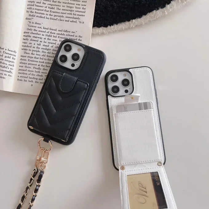 FF-16E Big V embroidered card holder for iPhone 14 Pro MAX Phone case iPhone13 shell high-grade metal cross-body