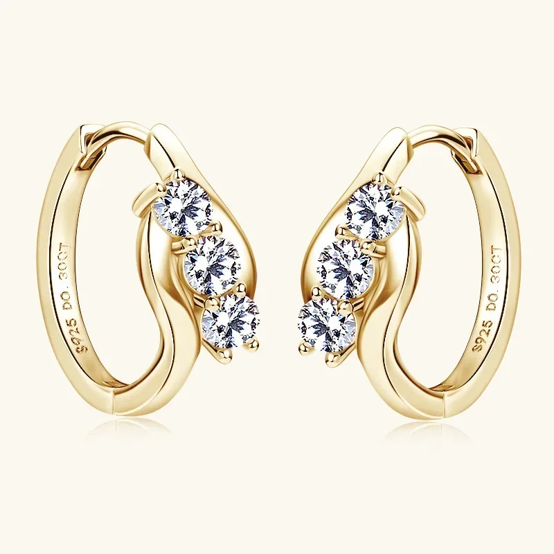 

3mm Small Moissanite Hoop Earrings for Women GRA Certified Lab Diamond Solid s925 Silver Hook Earring Ear Buckle Gift