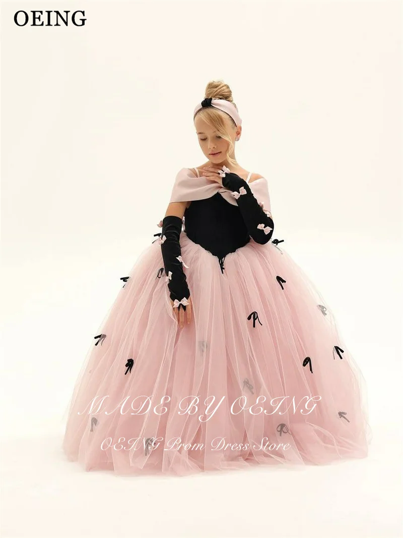 BOEING Luxus Ball Blumenmädchenkleider Schulterfrei Applikationen Hochzeitskleid Bodenlang Prinzessin Geburtstagskleid Maßgeschneidert