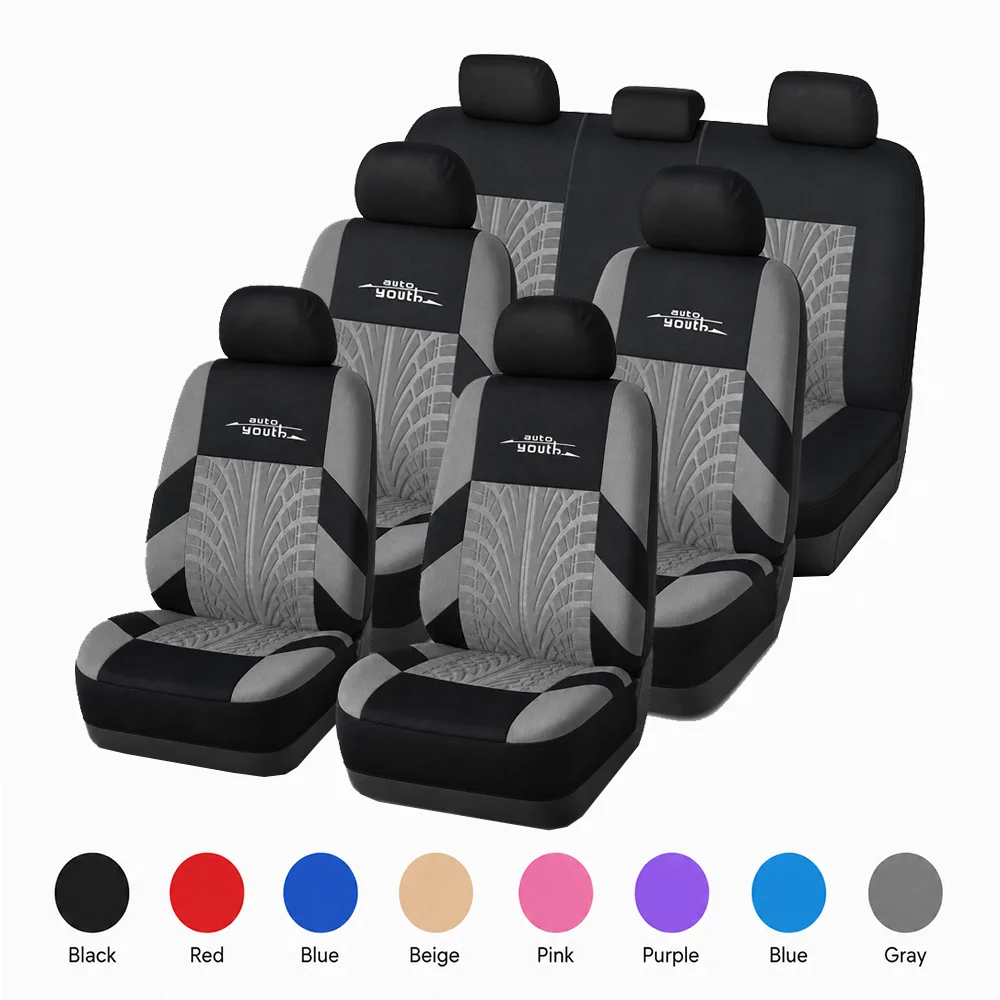 Car Seat Covers Track Detail Style Car Seat Covers Set Polyester Fabric Universal Fits Most Cars Covers Car Seat Protector