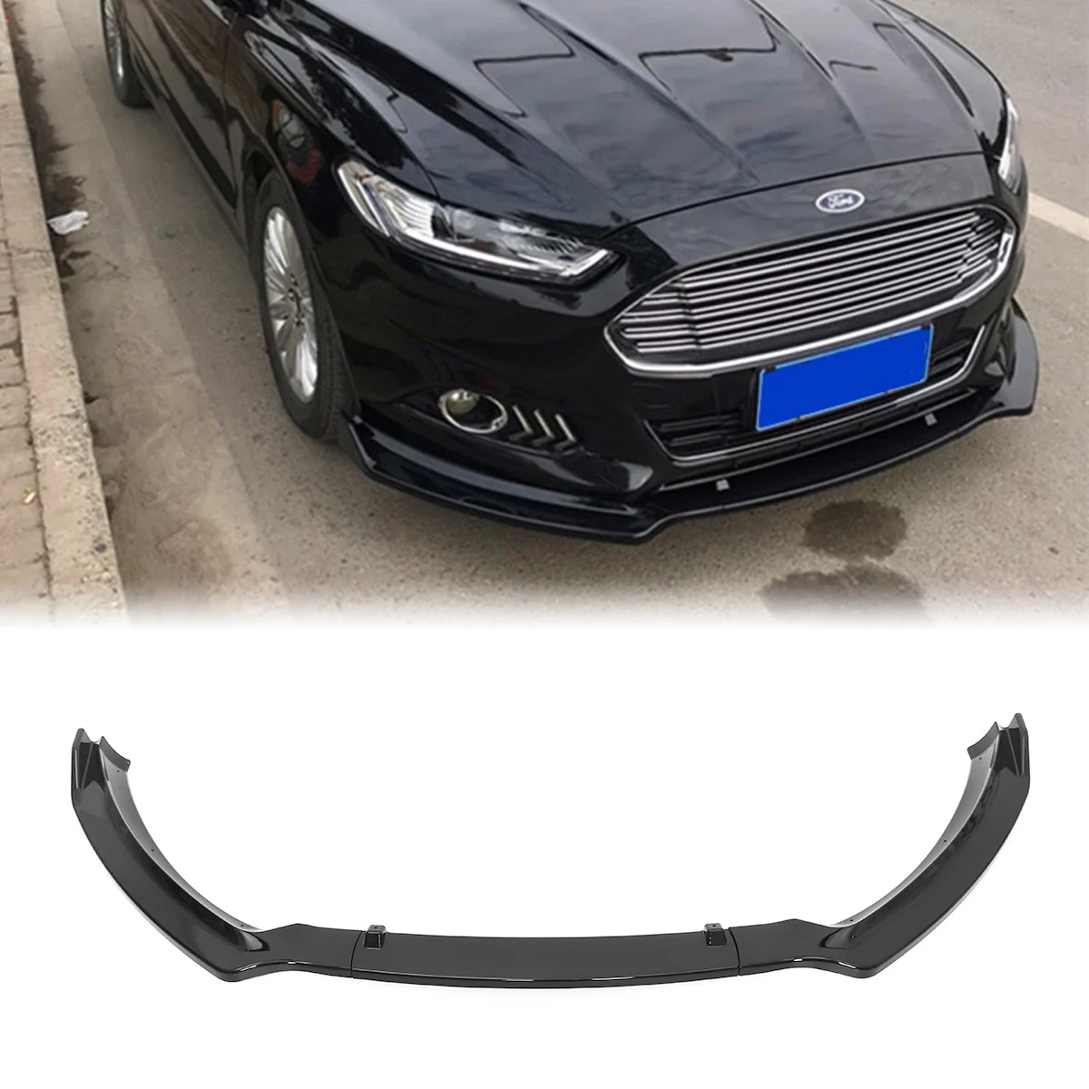 Black Carbon Look Front Bumper Lip Side Splitter Guard Body Kit Spoiler For Ford Fusion Mondeo 2013 2014 2015 2016 Car Styling