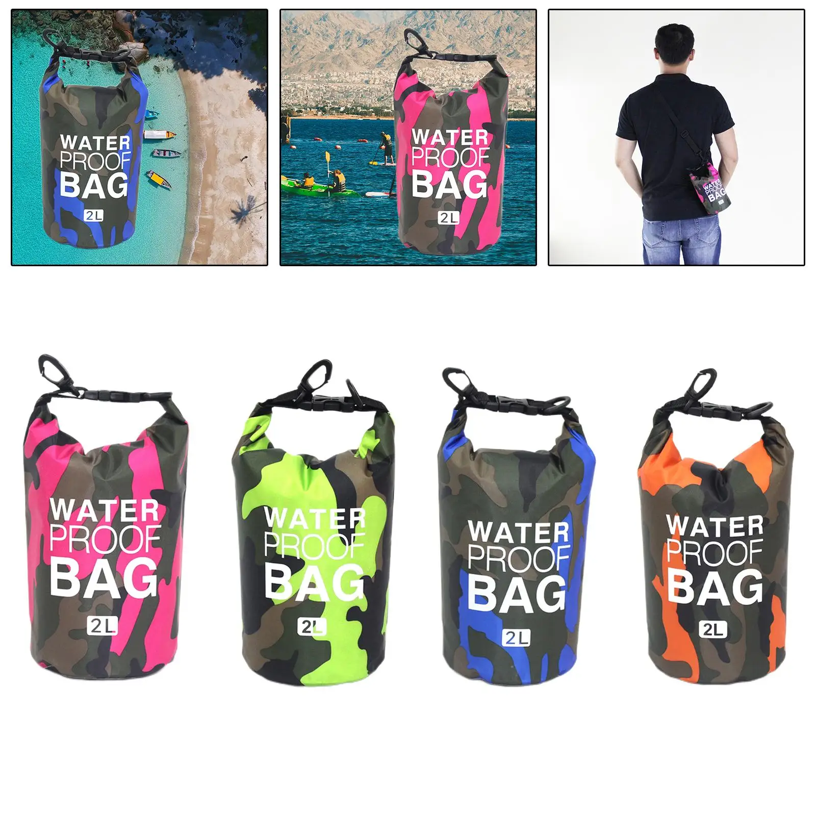 Bolsa impermeable de almacenamiento, bolsa seca para acampar, canoa, kayak, pesca, deportes al aire libre, 2L, 5L, 15l