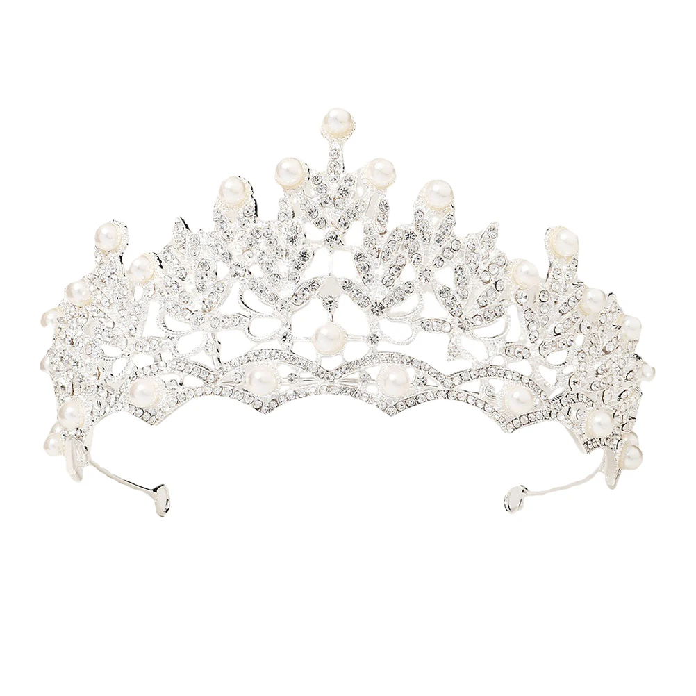 

Pearl Bridal Crown Stylish Hairb Luxury Women Jewelry Wedding Tiara Elegant Accessories Zircon Pearl Long Term Use Reliable