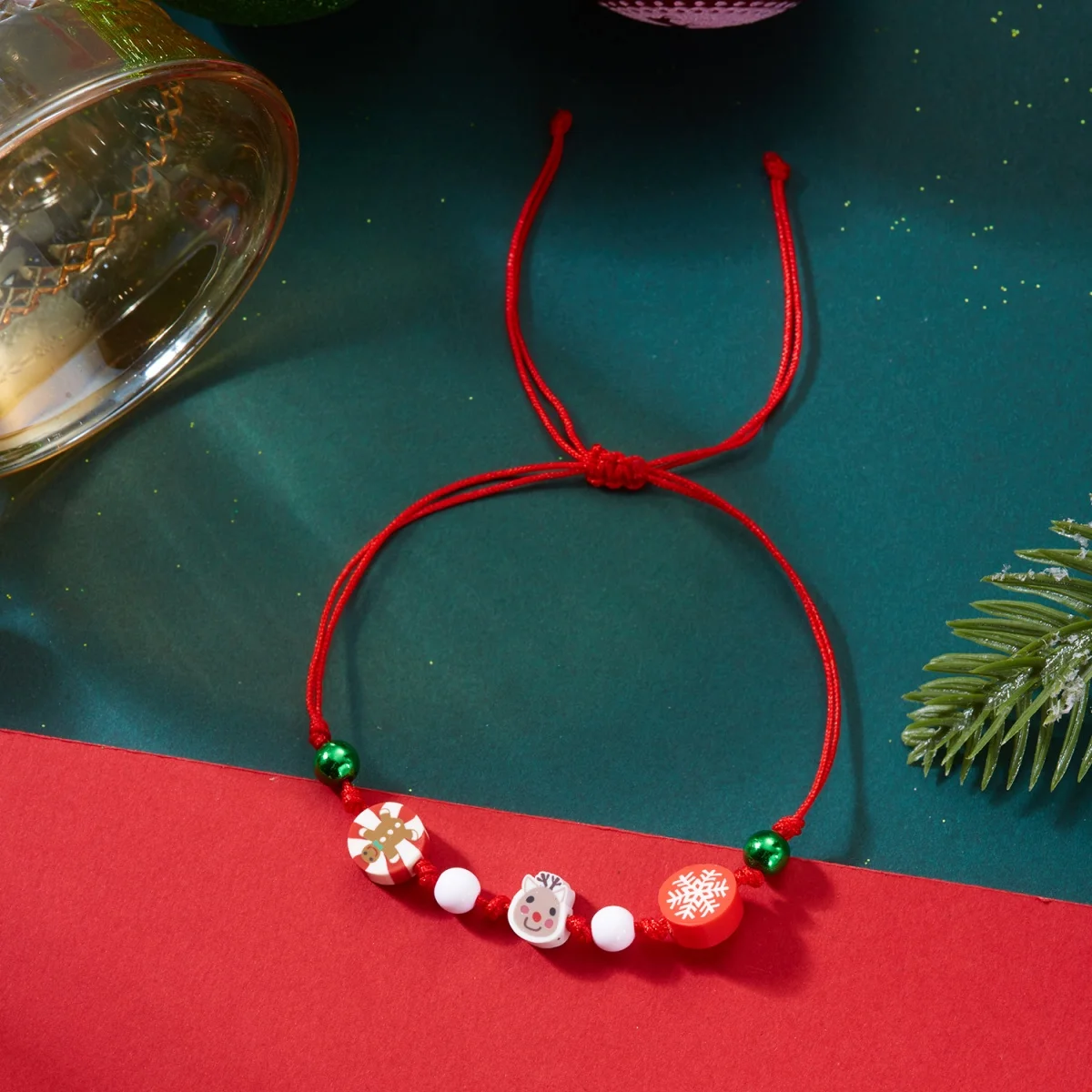 Weihnachten handgemachte geflochtene Armband weichen Ton Schneemann Schneeflocke Baum Süßigkeiten Weihnachtsmann Lebkuchen Hirsch Armreif für Frauen Männer Schmuck