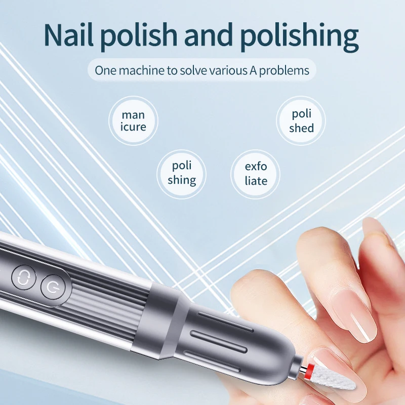 Professional-Grade Nail File with Base: Portable Electric Nail File for Home Use. Shapes and Polishes in One Step. Achieve Salon