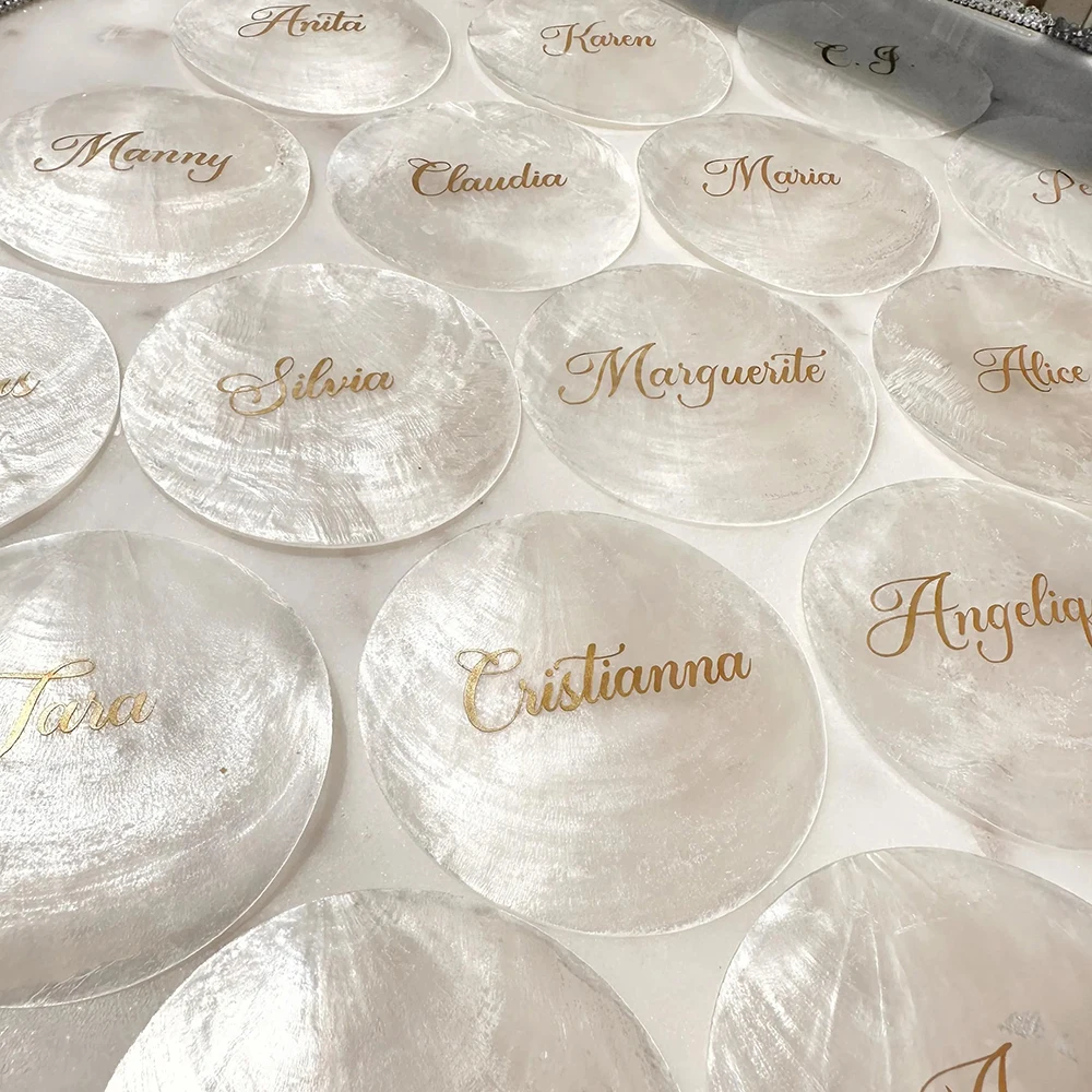 

Personalized Shell Wedding Place Cards Seashell Seating Cards Custom Wedding Guest Table Names Table Decorations