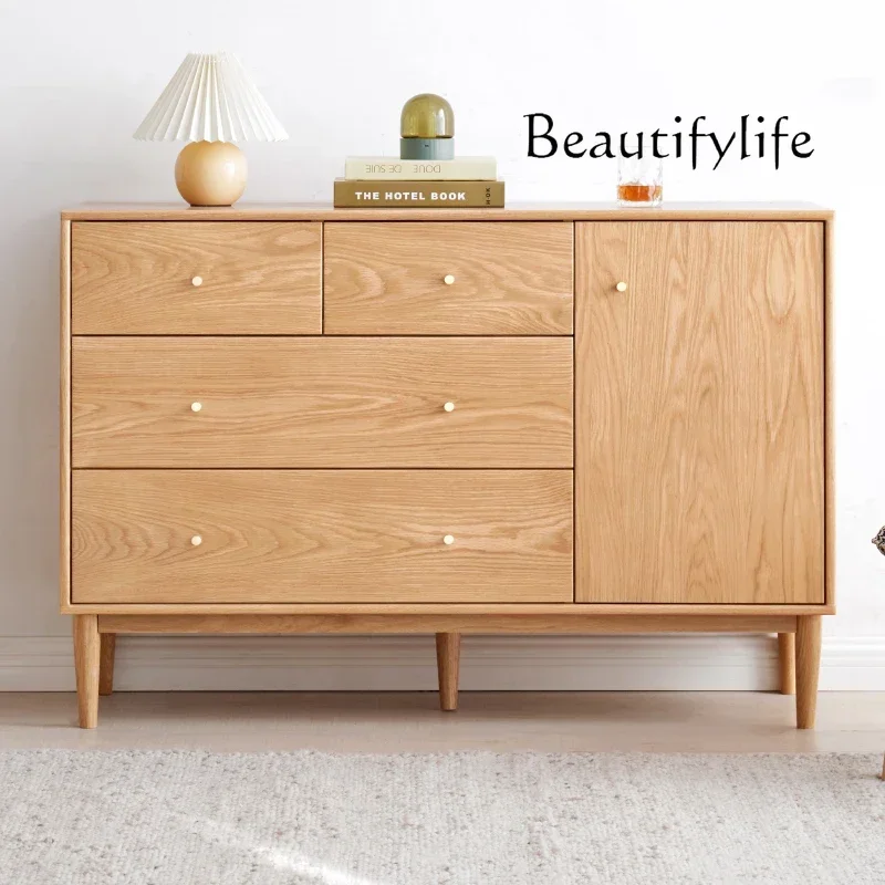 

A Nordic medieval solid wood six-chest cabinet household simple drawer cabinet