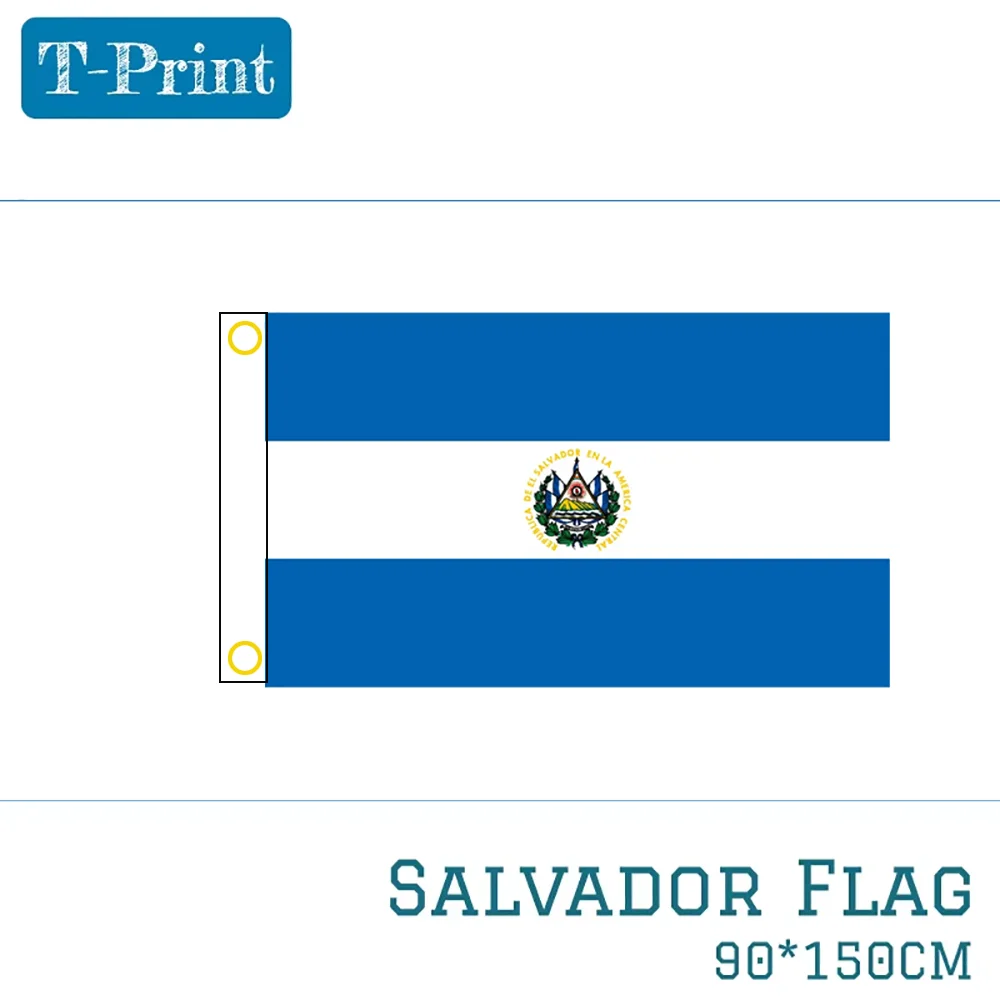 Bandera Nacional de El Salvador 90x150cm 60x90cm Poliéster 3x5 pies Banner de Salvador