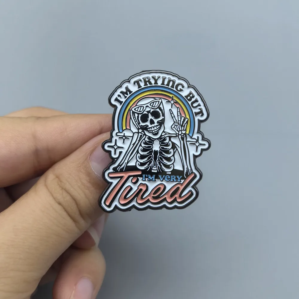 Gothic Skeleton Enamel Brooch 