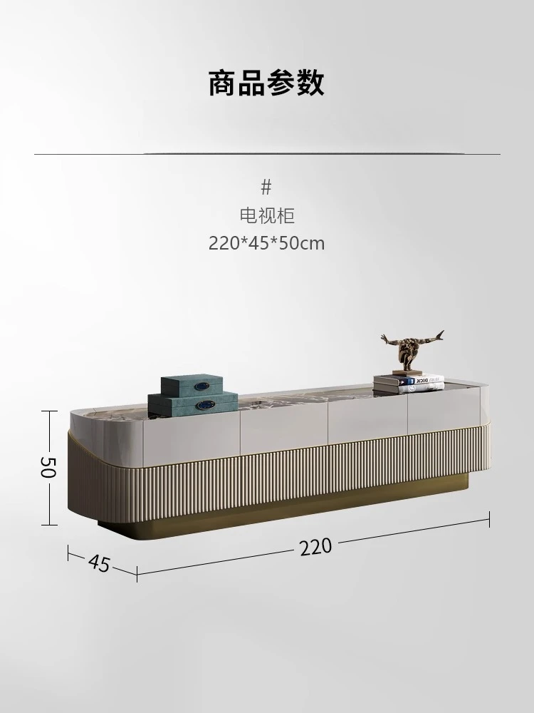 Light luxury TV cabinet marble living room modern high-end lacquered coffee table combination