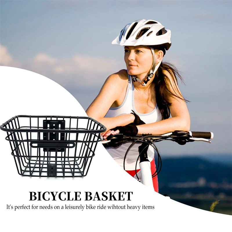 1Pcs Black Iron Storage Basket Folding Basket Durable Hanging Basket Front Handlebar Basket For Bike Riding Cycling Basket