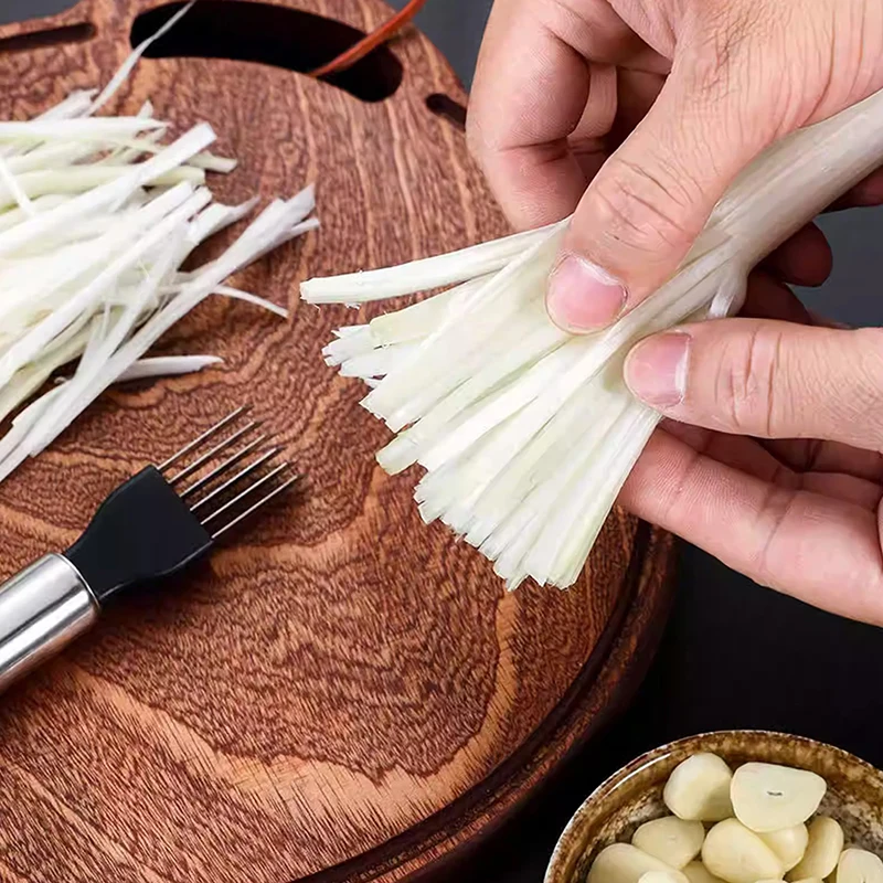 1Pc Scallion Slicer With Cover Stainless Steel Onion Cutter Chopped Green Onion Knife Vegetable Shredders Slicer Kitchen Tools