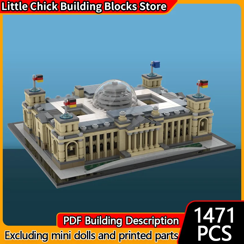 

City Street View Model MOC Building Bricks Reichstag Berlin Modular Technology Children Holiday Gifts Assemble Toys Suit