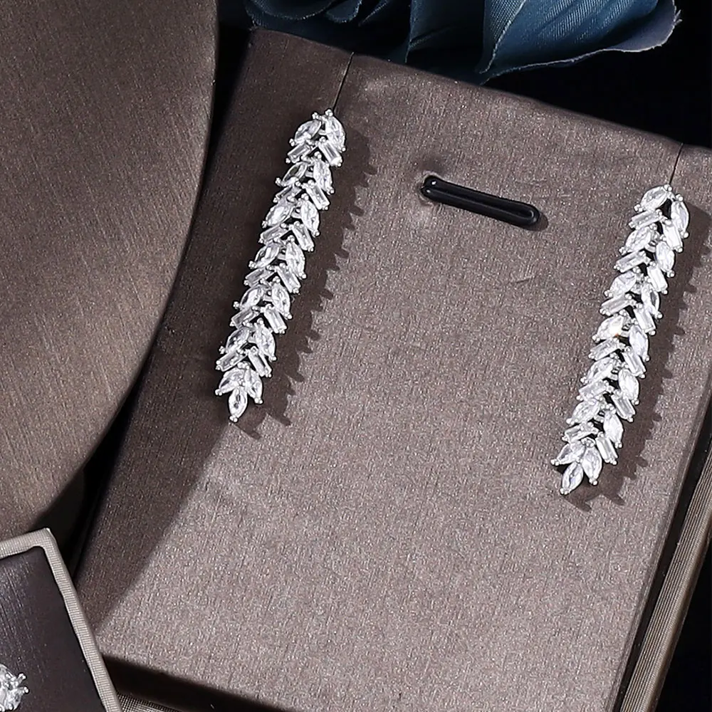 

Элегантные женские свадебные украшения в африканском стиле с кристаллами CZ и листьями, свадебное ожерелье, браслет и серьги, комплекты ювелирных изделий