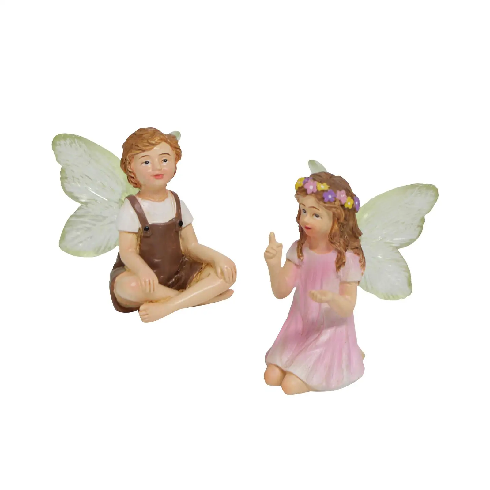 2Pcs Flower Fairy Sculptures Flower Fairy Statues Ornament for Living Room Pond Outside Garden Gifts Outdoor Indoor Decor Yard