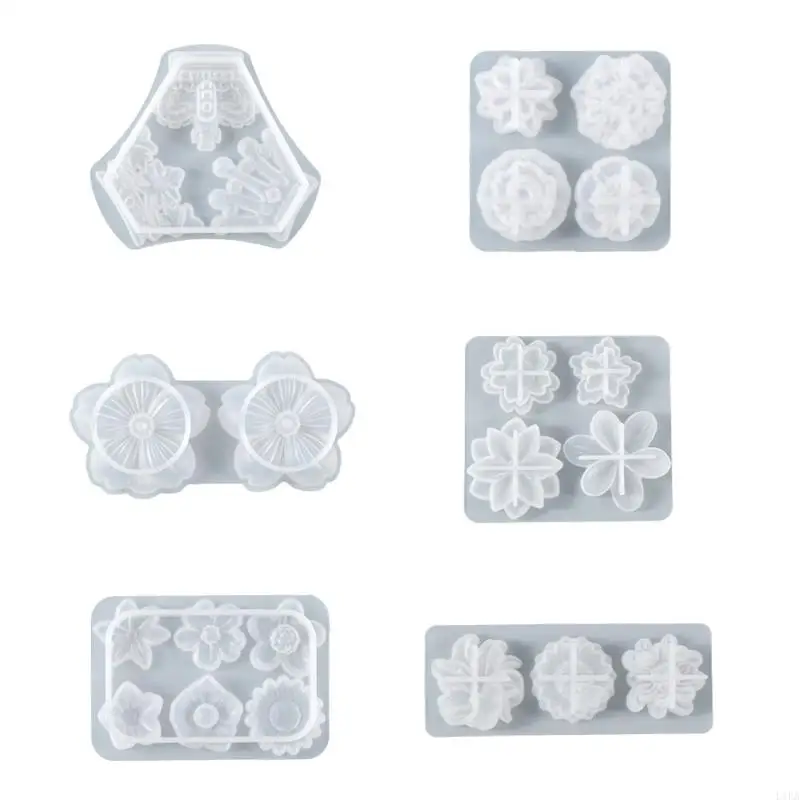 L1EA Various Flowers Patch Ornaments Silicone Mold Epoxy Resin Casting Jewelry Tool Making Diy Craft Home Decorations