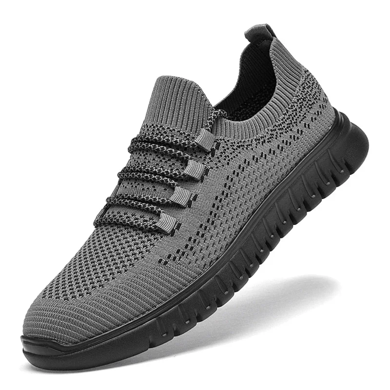 

Мужские дышащие сетчатые вязаные повседневные туфли с эластичными вставками, удобные, увеличивающие рост, с противоскользящей амортизирующей подошвой для прогулок на улице