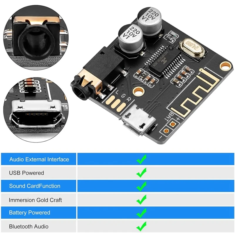 5 Stuks Bluetooth Audio Ontvanger Board Bt 5.0 Stereo Audio Versterker 3.7-5V Diy Auto Luidspreker Versterker