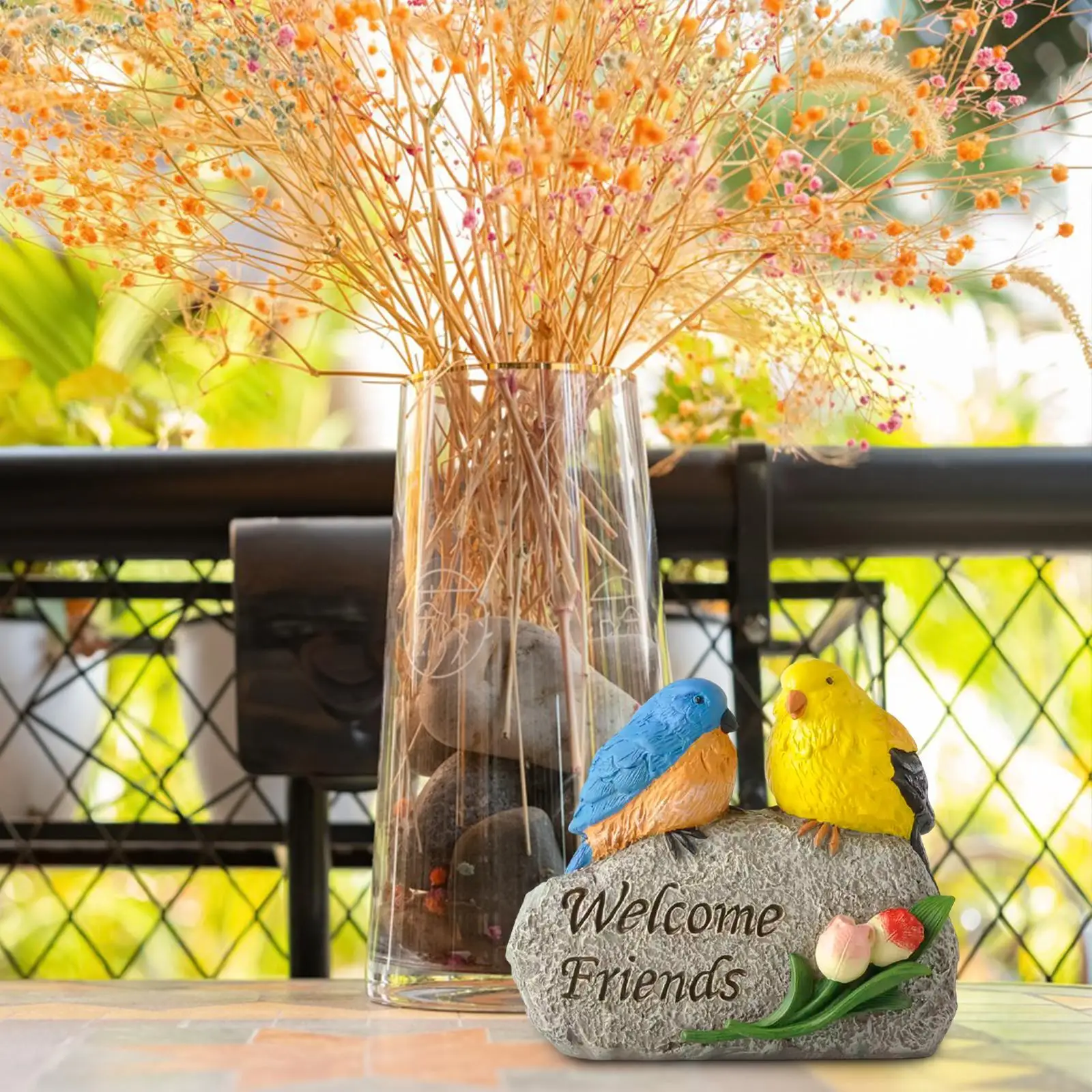 

Садовая статуя из смолы, скульптура, домашний декор, уличная птица на каменной фигурее, цветы, декоративные для новоселья, кашпо, клумба