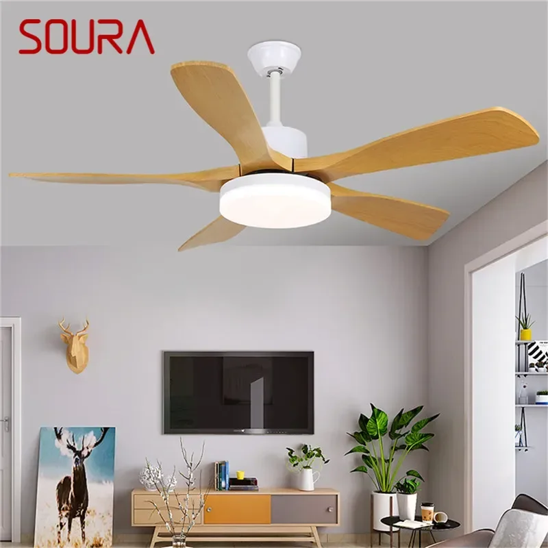 SOURA Modern Fan Light Luxury Living Room Restaurant Bedroom Study LED Ceiling Fan Light Remote Electric Fan Light